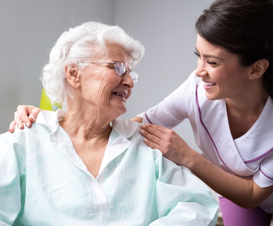 Nurse and elderly woman